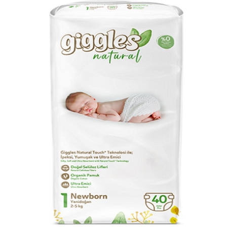 Подгузники Giggles Natural Newborn 1 2-5кг 40шт