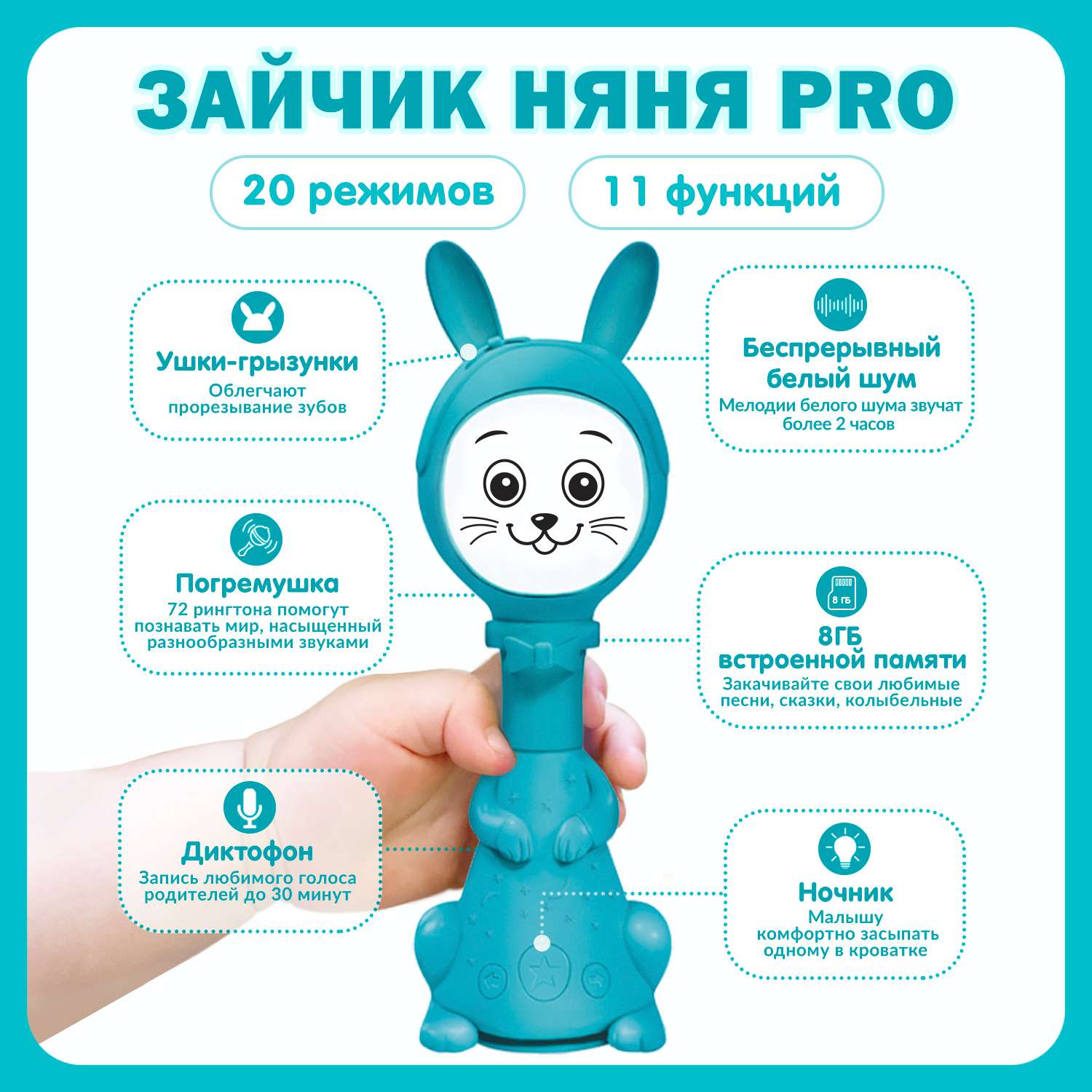 Интерактивная игрушка BertToys Зайчик Няня PRO 20 режимов - фото 2