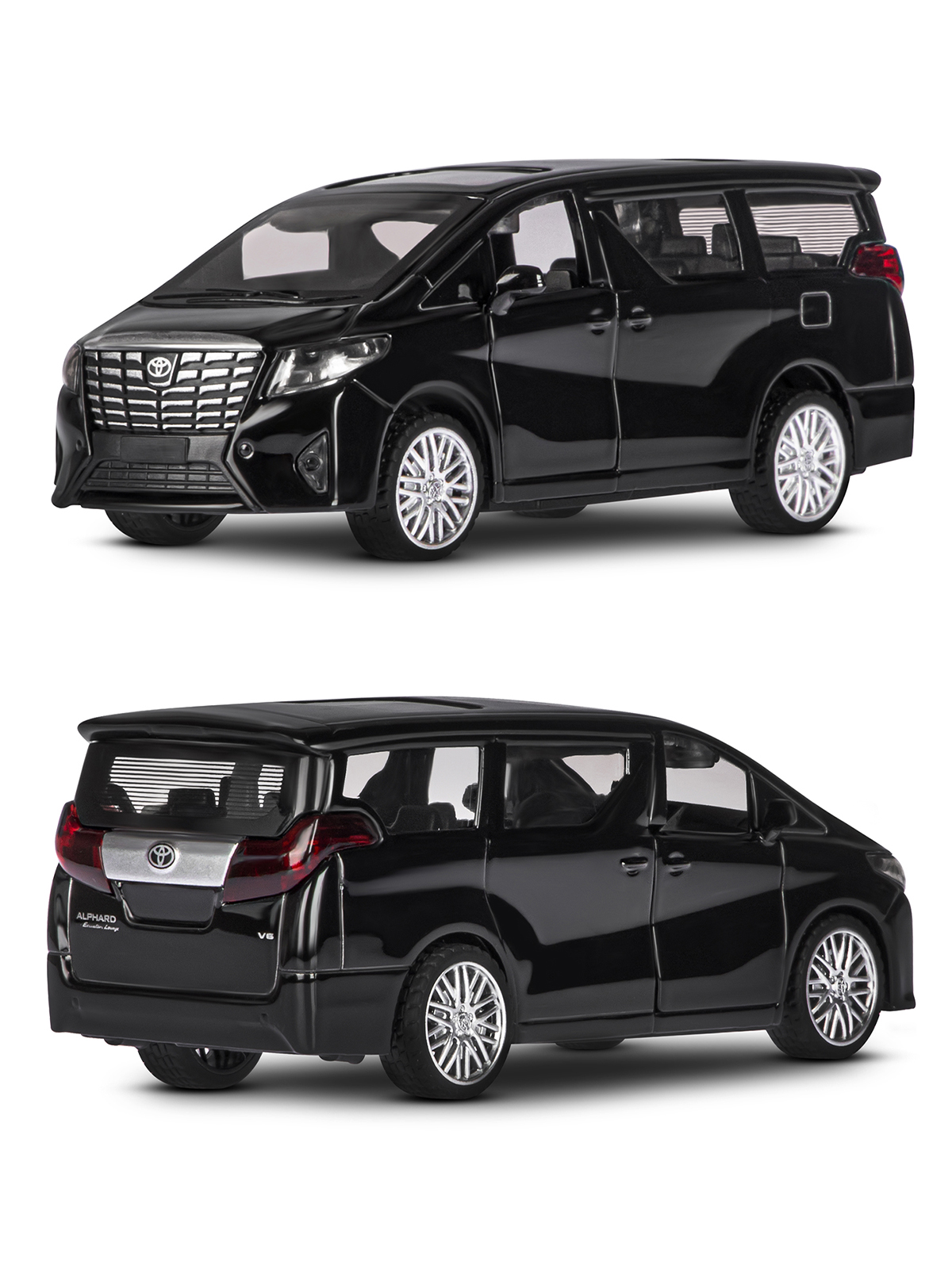 Автомобиль АВТОпанорама Toyota Alphard 1:43 черный JB1251594 - фото 5