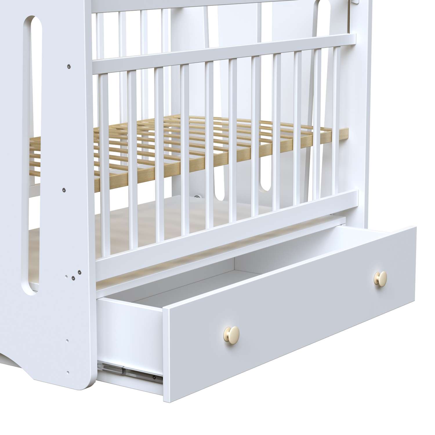 Детская кроватка ВДК прямоугольная, поперечный маятник (белый) - фото 3