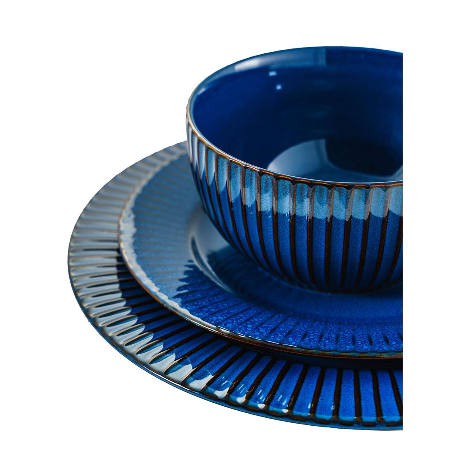 Набор тарелок Синие Грани Керамические 21 см 4 шт - фото 5
