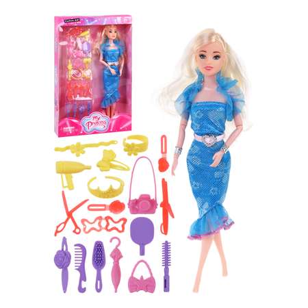 Кукла для девочки Наша Игрушка шарнирная и аксессуары. Игровой набор 18 предметов