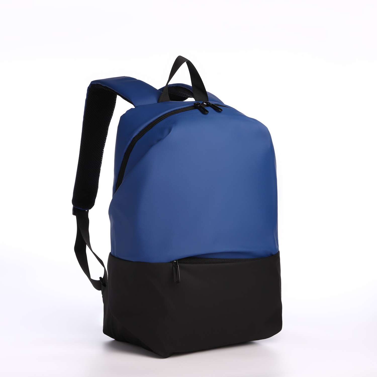 Рюкзак Sima-Land молодёжный из текстиля на молнии водонепроницаемый наружный карман цвет чёрный/синий - фото 1