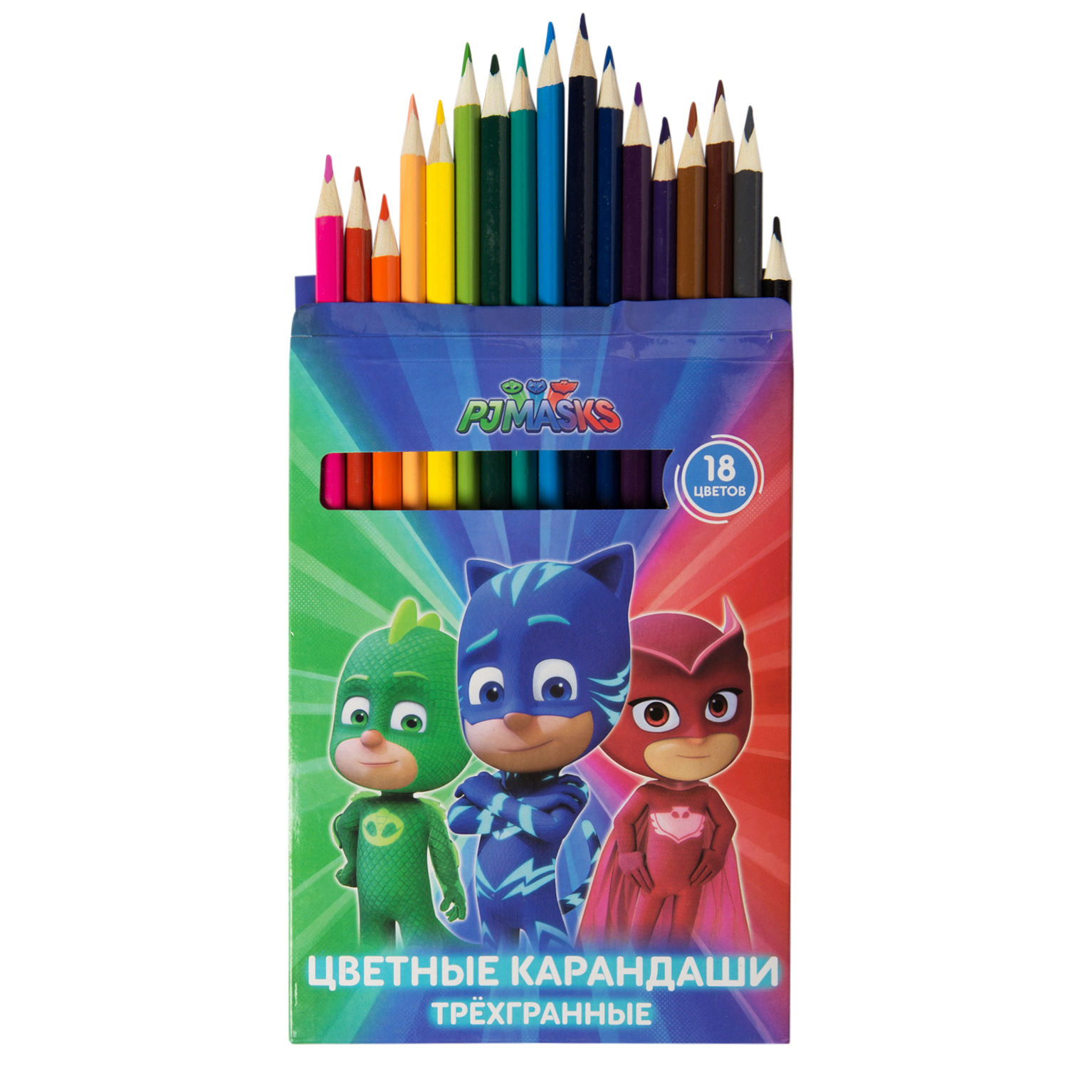 Карандаши Росмэн PJ Masks трехгранные 18цветов 34072 - фото 3