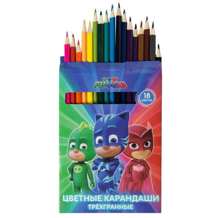 Карандаши Росмэн PJ Masks трехгранные 18цветов 34072