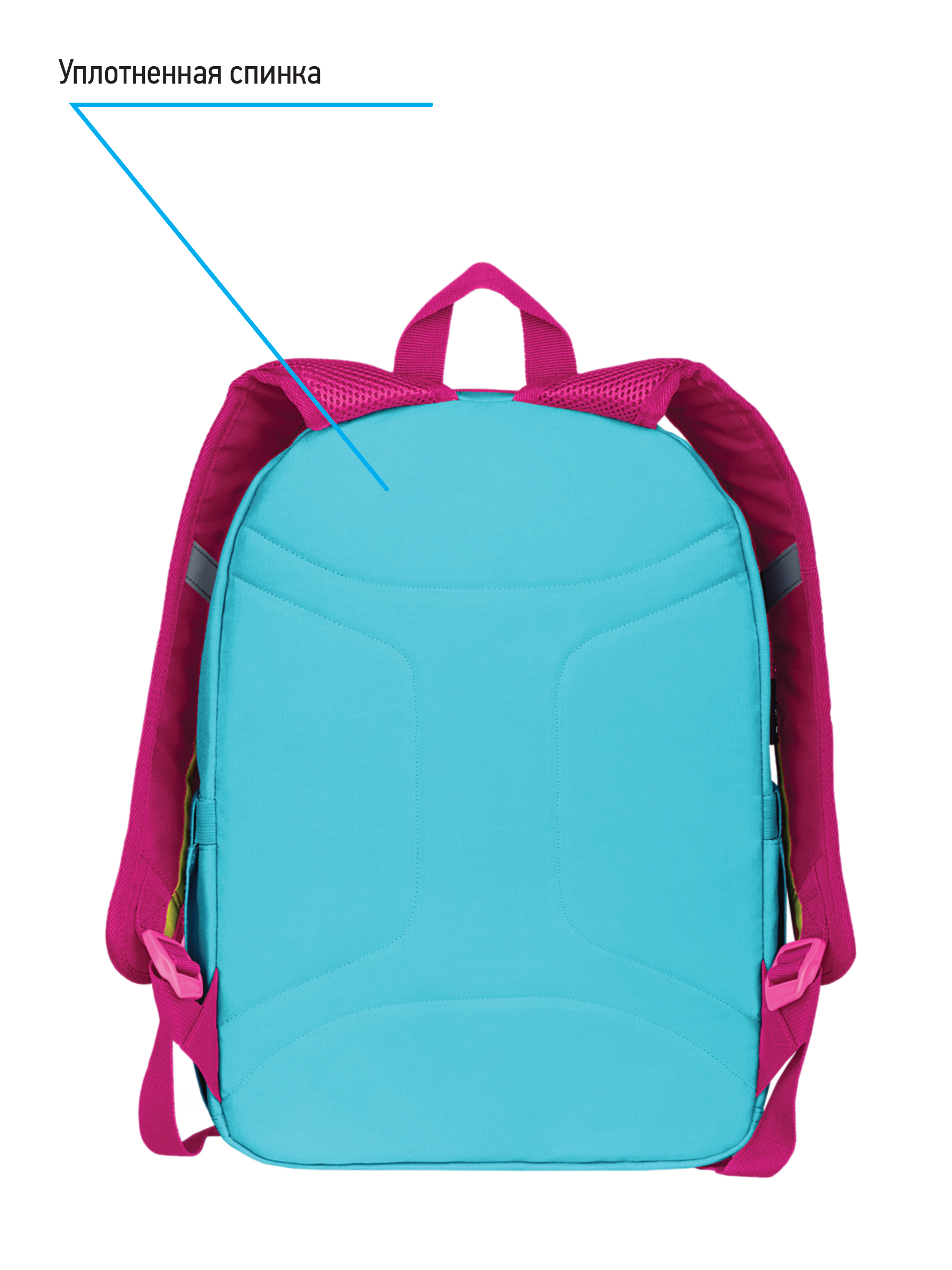 Рюкзак BERLINGO Молодёжный школьный серии Color blocks Blue fuxia - фото 7