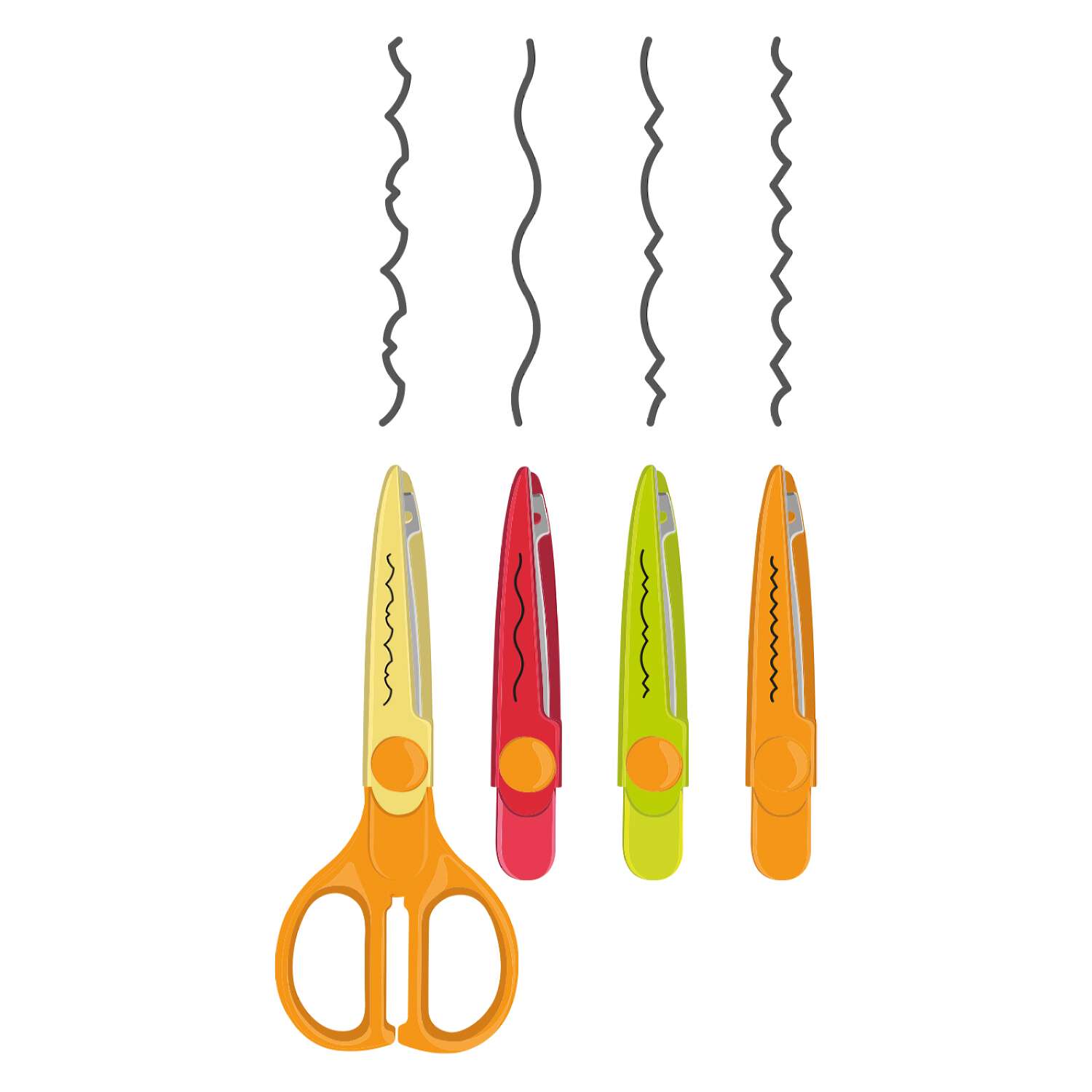 Набор фигурных ножниц MILAN для рукоделия и творчества 4 зигзагообразные насадки цветной пластиковый корпус в блистере - фото 2