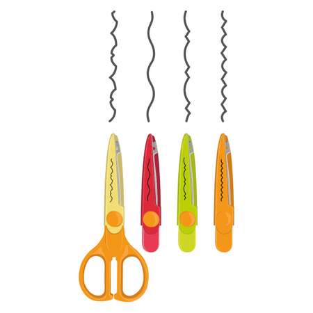 Набор фигурных ножниц MILAN для рукоделия и творчества 4 зигзагообразные насадки цветной пластиковый корпус в блистере