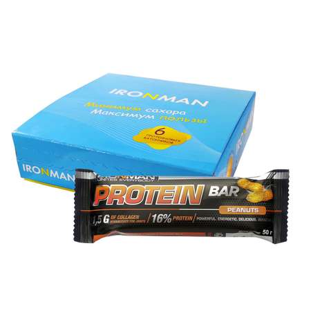 Протеиновый батончик IronMan Protein Bar орех 6*50 г