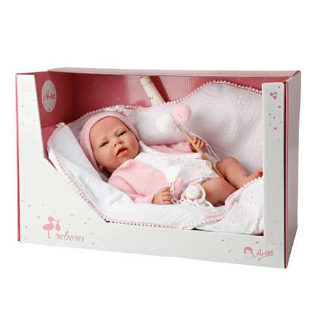 Кукла Arias Reborns Elena новорожденный пупс мягкий 40 см реалистичный с одеялом и палочкой