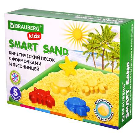 Песок кинетический Brauberg для лепки и моделирования детский с песочницей и формочками 1кг