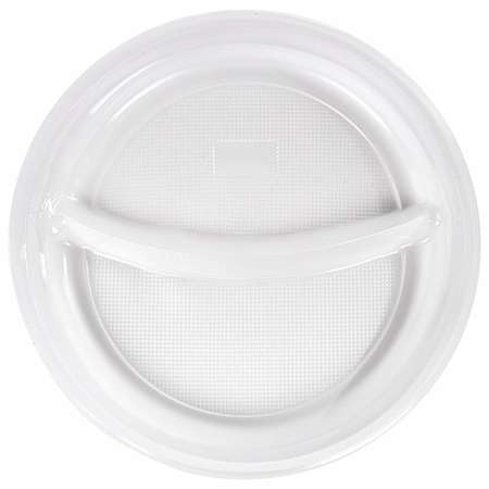 Одноразовые тарелки Лайма пластиковые плоские 2-х секционные 100 шт