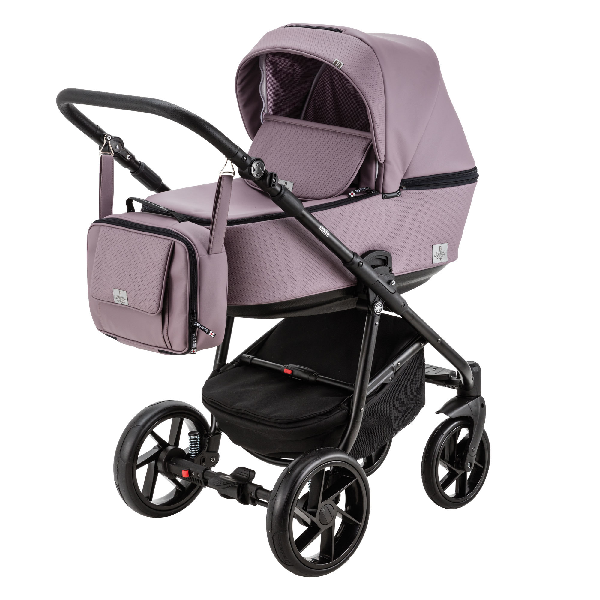 Коляска 3в1 BeBe-mobile Gusto Deluxe GU118 Сиреневая кожа-Сиреневая перфорированная кожа - фото 1