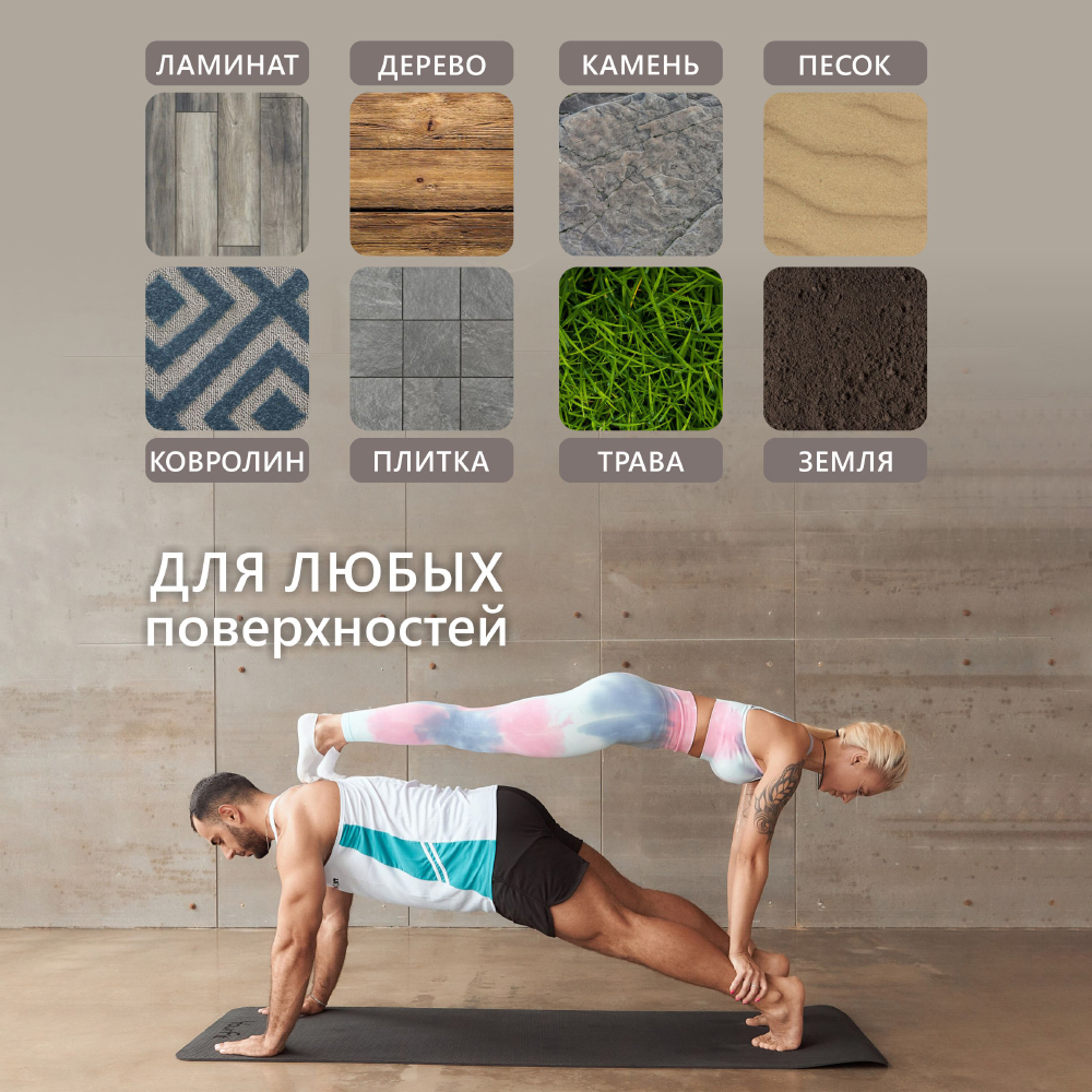 Спортивный коврик YourFit черный - фото 7