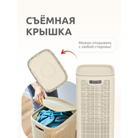 Корзина InHome для белья пластиковая с крышкой 75 л