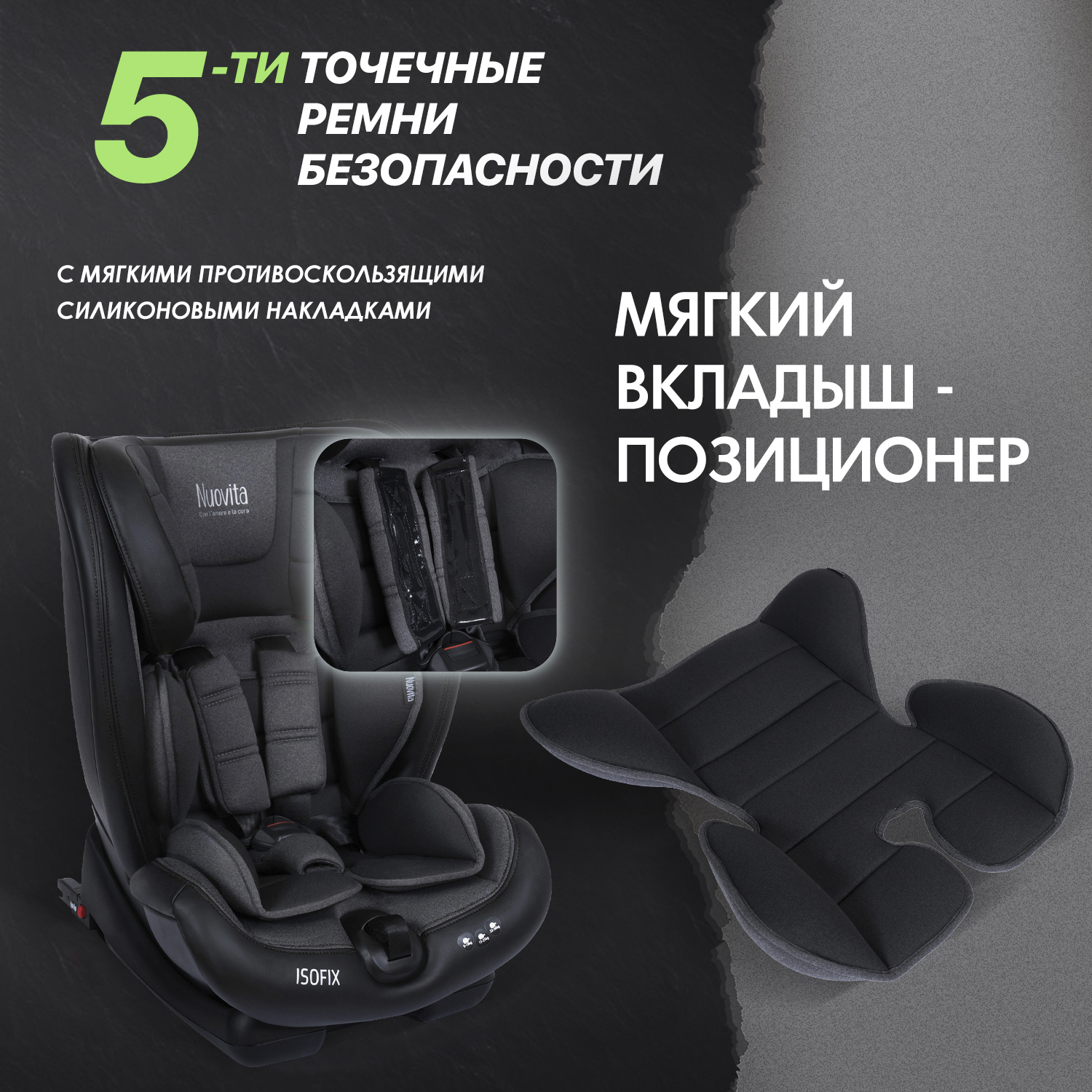 Автокресло Nuovita Maczione N123i-1 Чёрный - фото 8