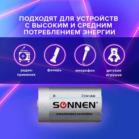 Батарейки алкалиновые Sonnen щелочные D LR20 13А