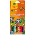 Карандаши цветные Мульти Пульти Зоопарк 12цв. рисунок на корпусе заточен. картон европодвес