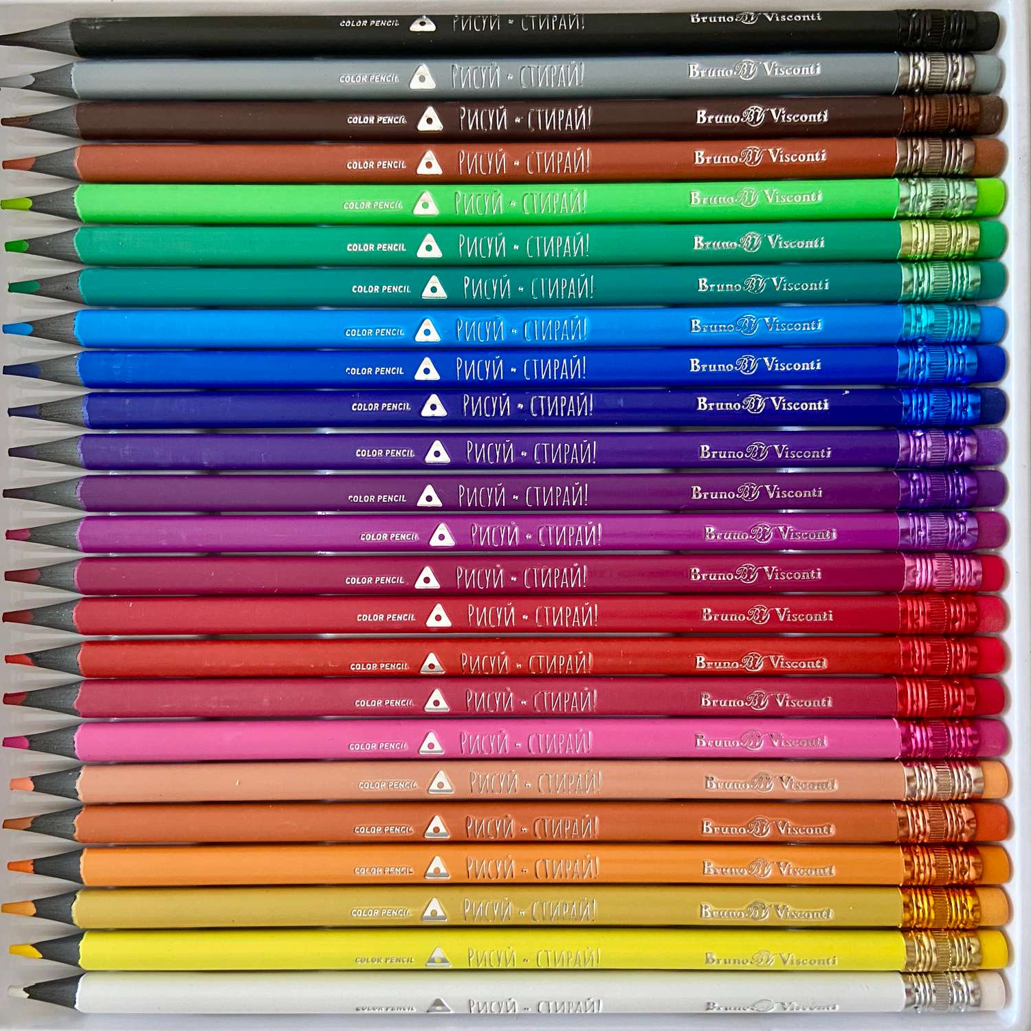 Карандаши цветные Bruno Visconti Рисуй Стирай пластиковые с точилкой 24 цвета - фото 10
