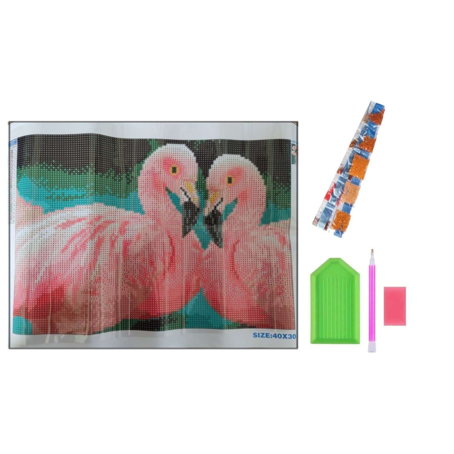 Алмазная мозаика Seichi Два розовых фламинго 30х40 см - фото 4