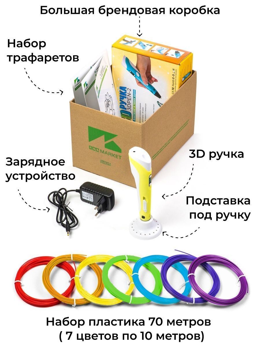 3D ручка ECC Market 3DPEN 3 7 желтая - фото 2