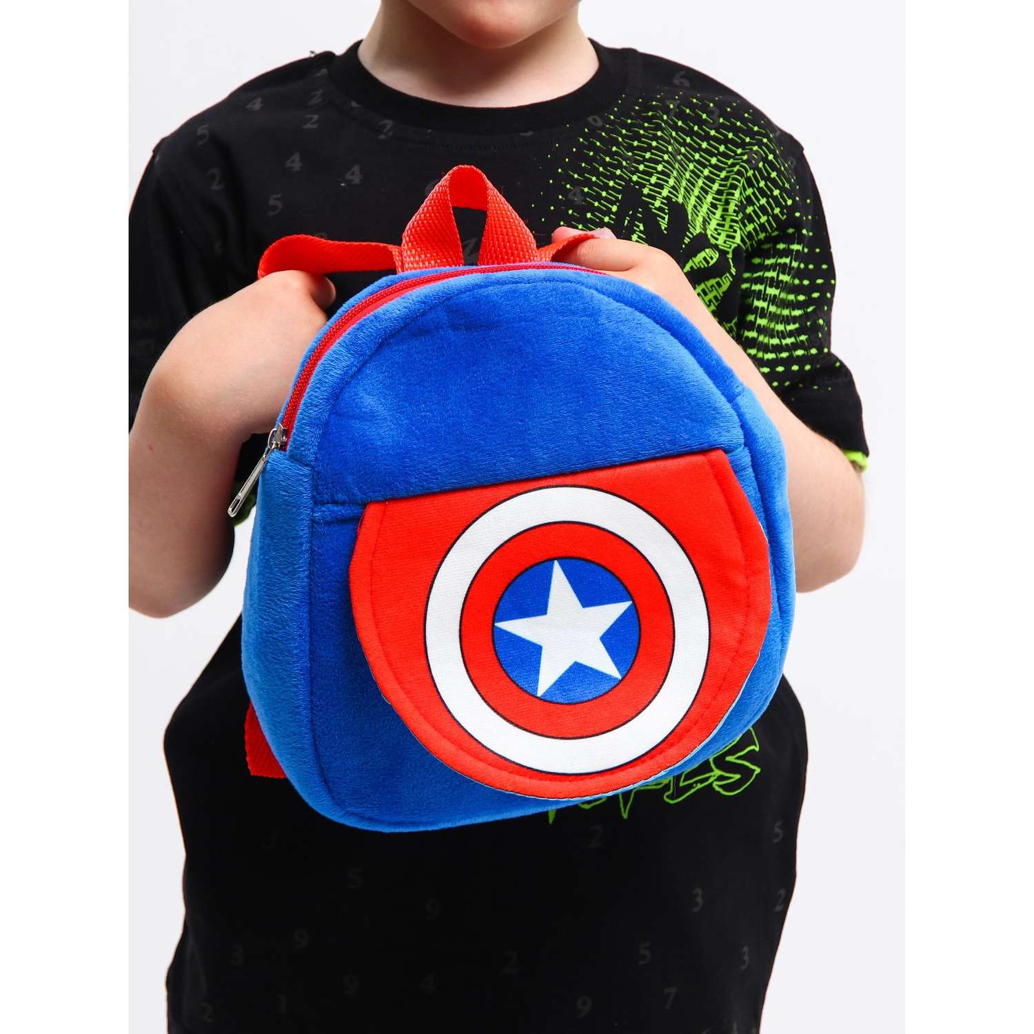 Рюкзак MARVEL плюшевый «Капитан Америка» на молнии с карманом 19х22 см Мстители - фото 6
