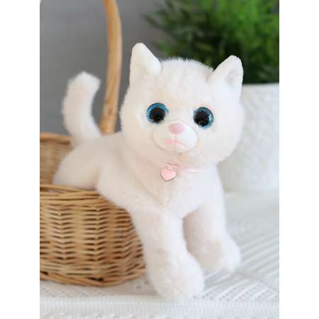 Мягкая игрушка Angel Collection Котенок белый в корзине 20х14 см