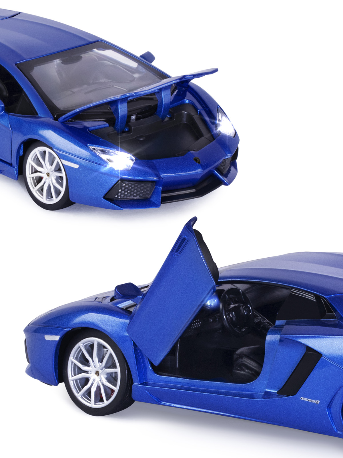 Машинка металлическая АВТОпанорама 1:24 Lamborghini Aventador Coupe синий свободный ход колес JB1251385 - фото 8