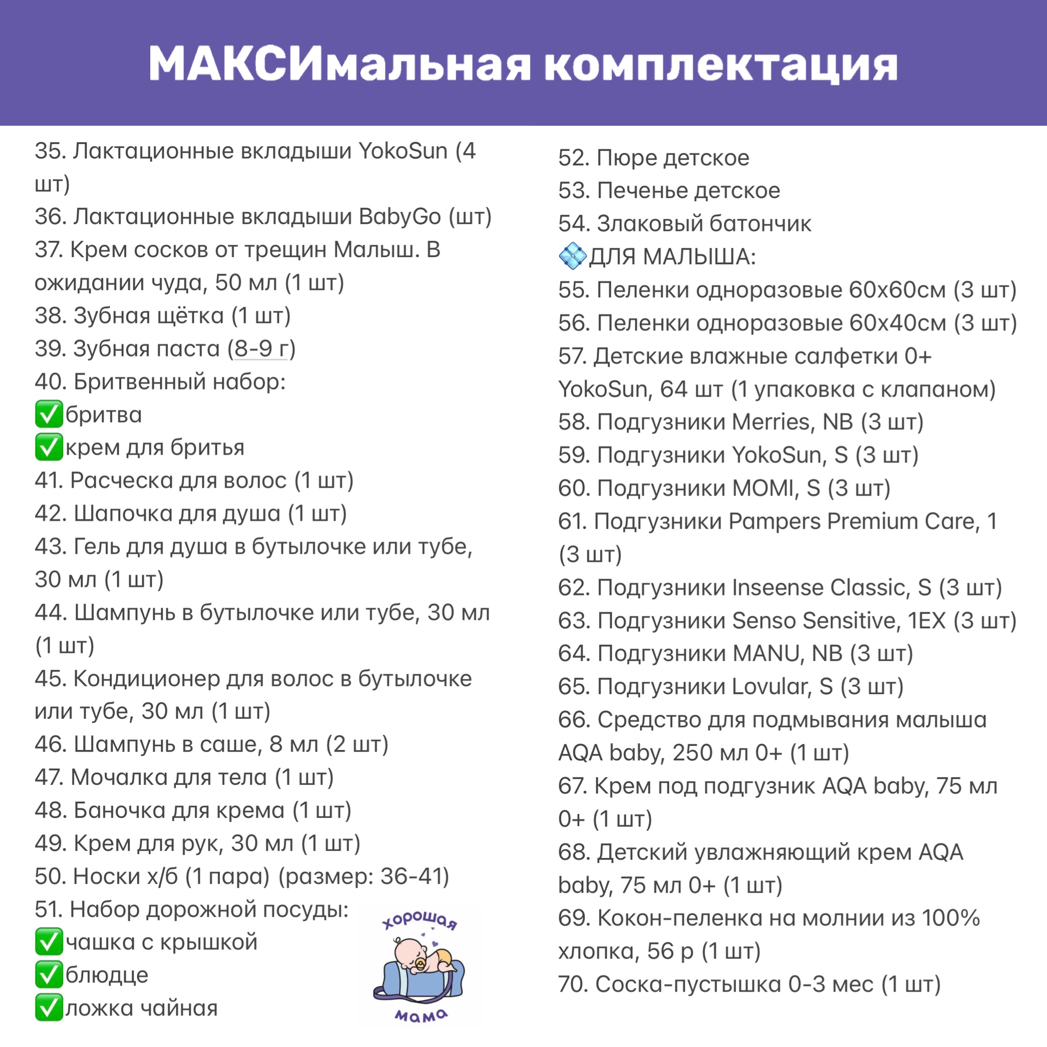 Готовая сумка в роддом Хорошая Мама Максимальная 70 предметов черная  тонированная купить по цене 8991 ₽ в интернет-магазине Детский мир