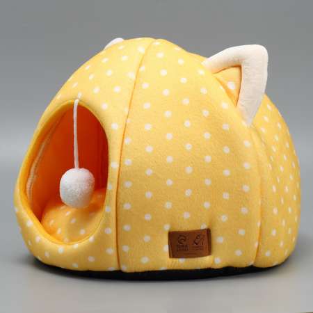 Домик Пушистое счастье для животных «Котик» 36х35 см желтый