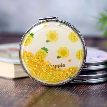 Зеркало карманное iLikeGift Nice pineapple with flowers yellow с увеличением