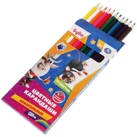 Цветные карандаши Умка Буба 12 цветов акварельные 322128