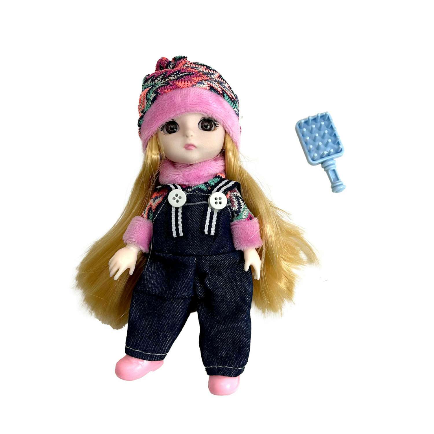 Кукла 1TOY Alisa Kawaii mini с расчёской длинные светлые волосы в шапке Т24353 - фото 1