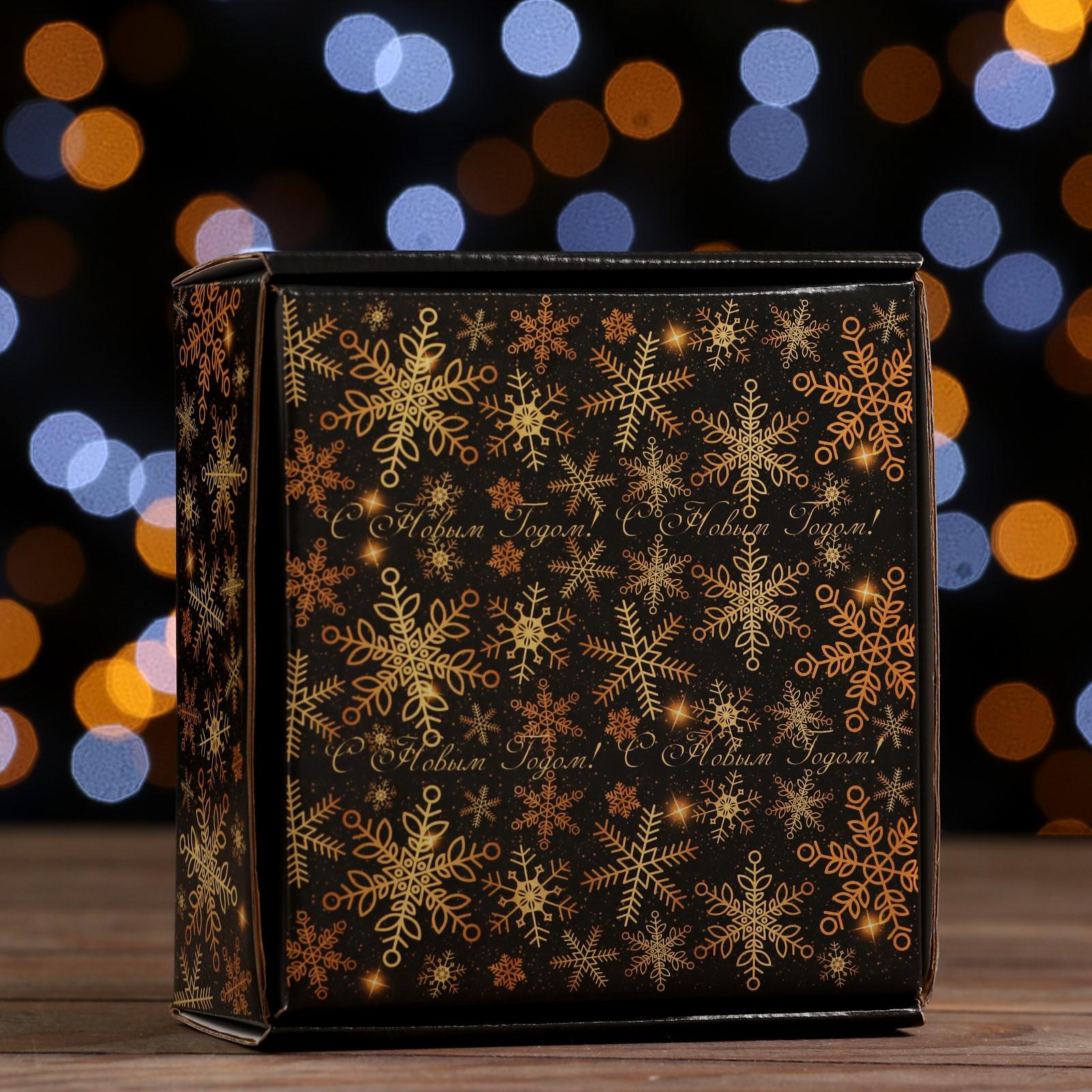 Коробка Sima-Land подарочная. крышка дно.«Снежинки» 14.5×14.5×6 см - фото 2